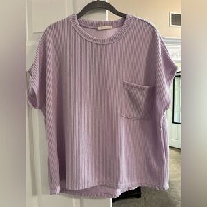 Les Amis Lavender Pocket Top Women's New